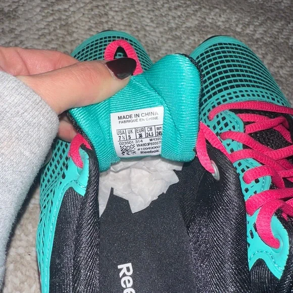 Reebok Women's Turquoise and Pink Athletic Shoes - Picture 2 of 3